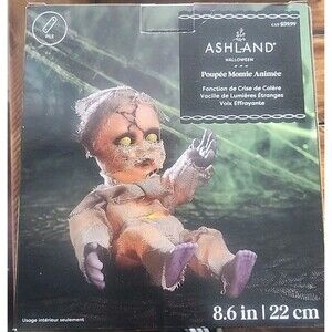 Ashland Animated Mummy Doll Creepy Spooky Halloween Decoration NIB